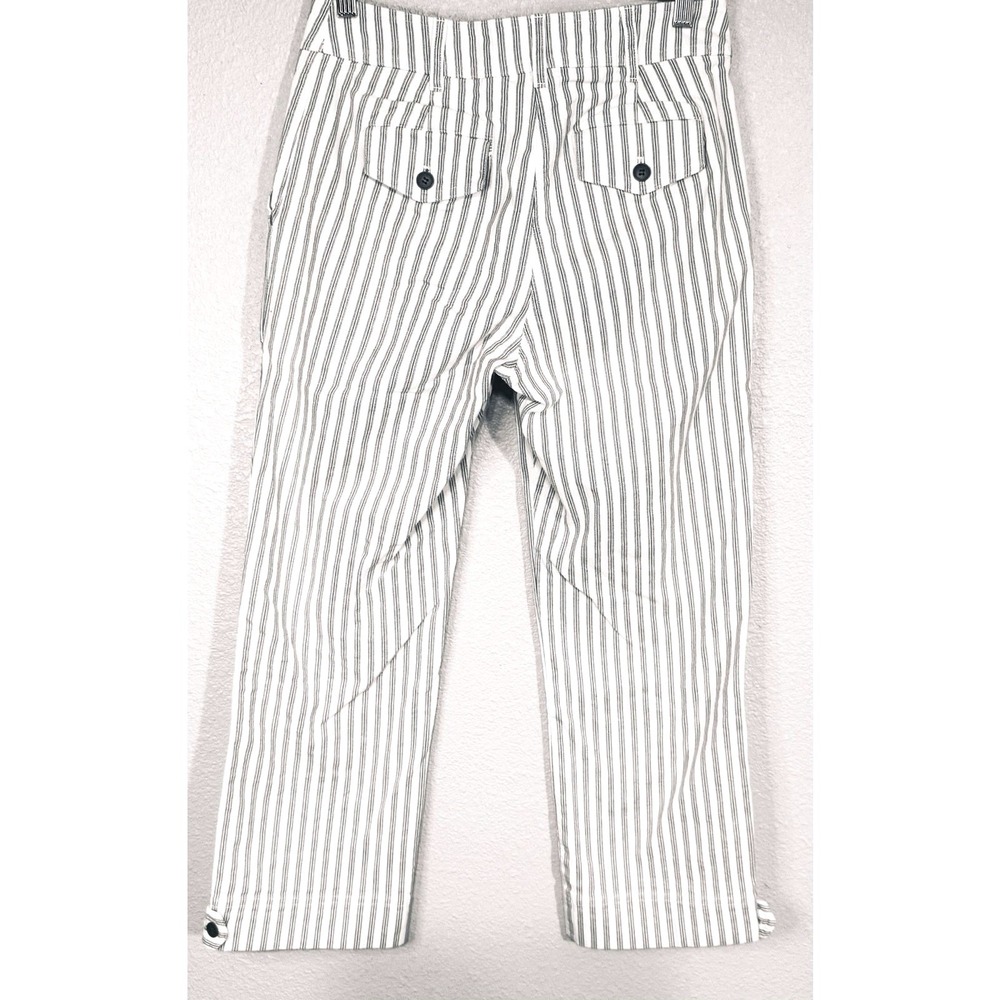 Wide Leg Striped Off-White Gray Pants Jones New York Sport Sz 4 Button Details - Picture 7 of 8